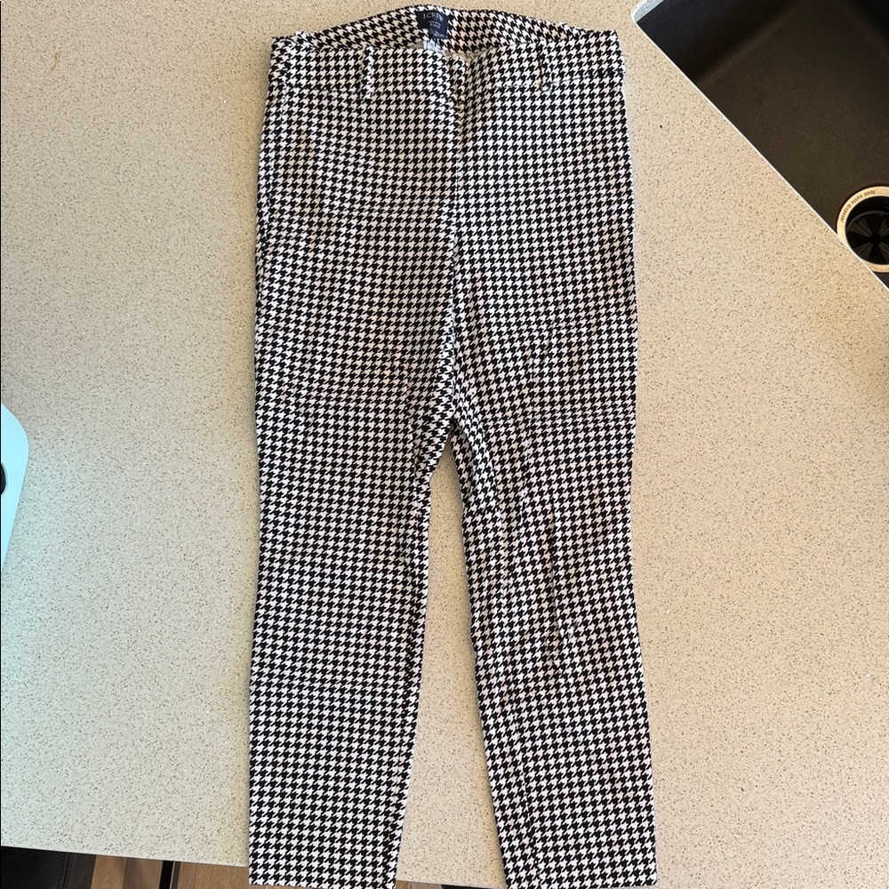 J. Crew Black and White Houndstooth Straight Leg Pants